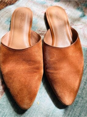 Madewell Tan Suede Pointed-Toe Slide Mules